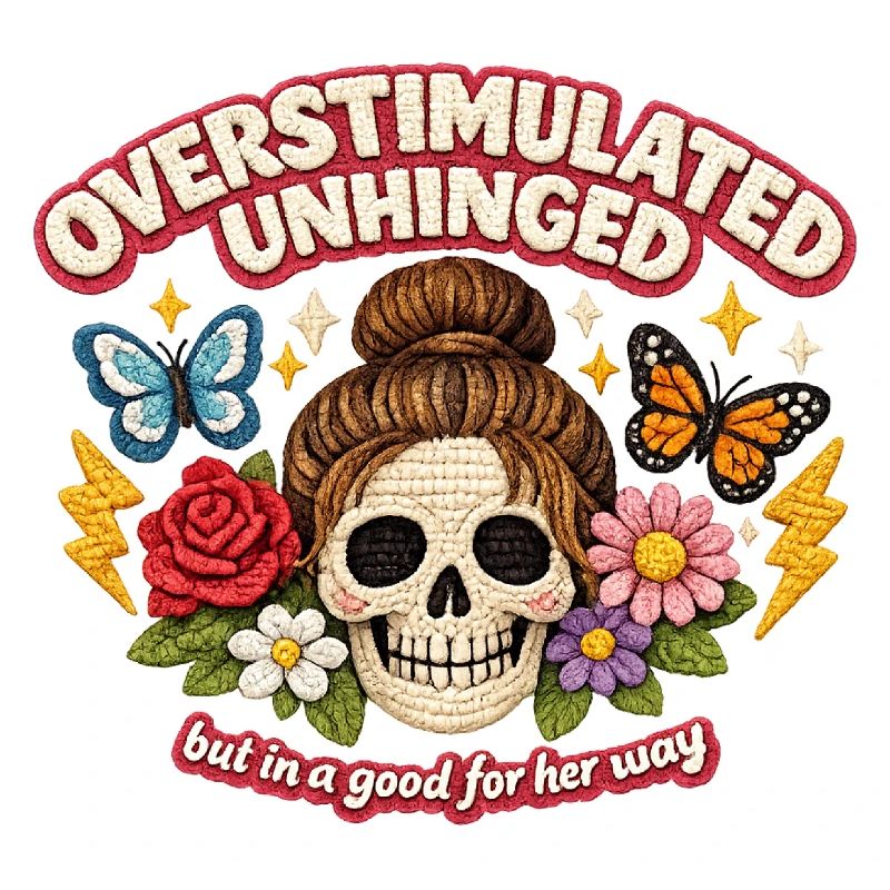 Überstimulierter Schädel mit Blumen Patch