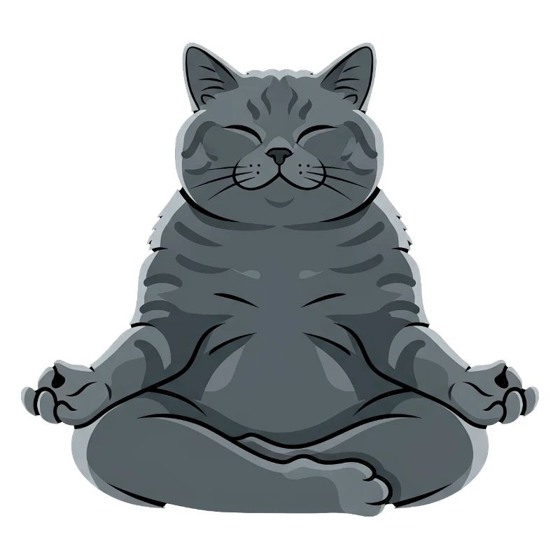 Meditierende Graue Katze
