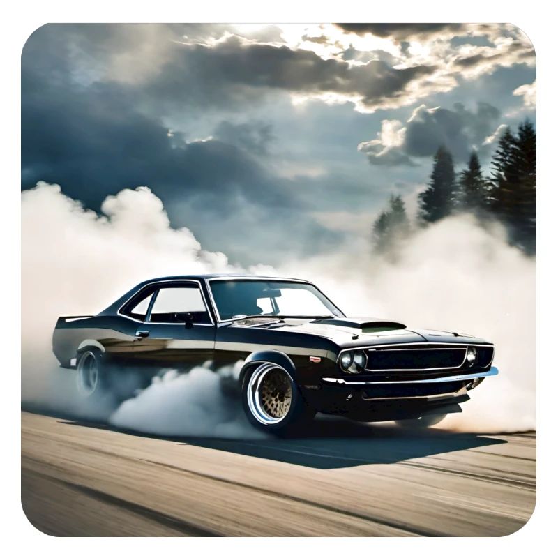 Schwarzes Odtimer Drift Auto Turbo mit Rauch