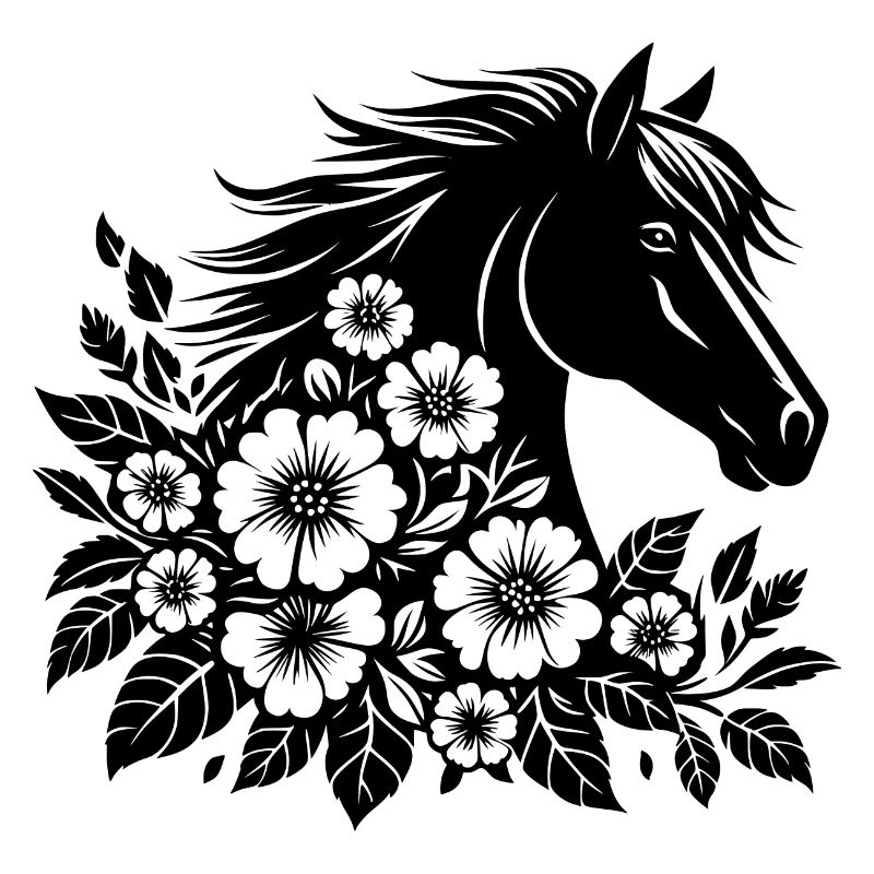 Pferdekopf mit Blumen