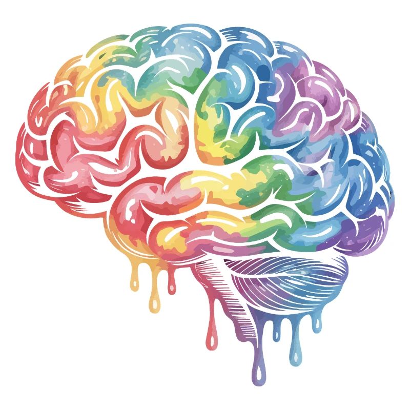 Conception d’impression en dégradé de cerveau arc-en-ciel