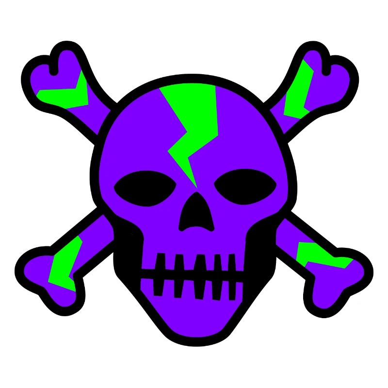 Teschio viola vibrante con bulloni verdi