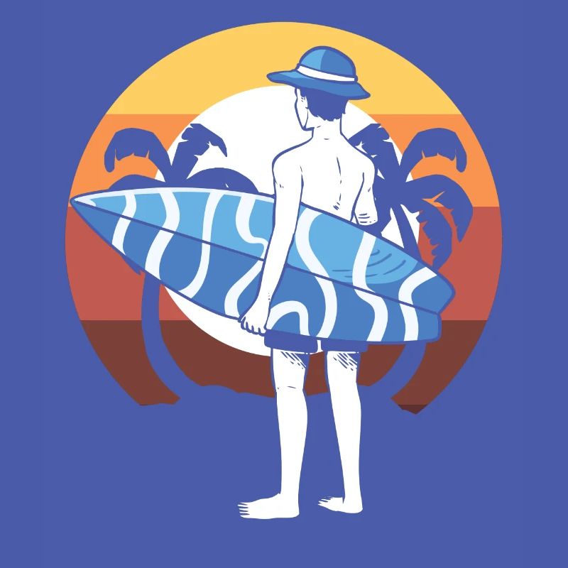 Surfer mit Surfbrett Surflehrer