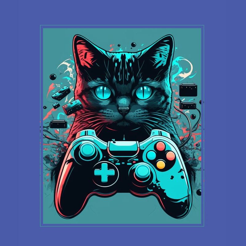 Cats and Gaming Katze Kätzchen Controller Zocken