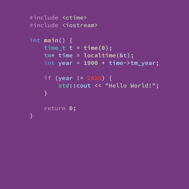 Hello World 2020 en langage de programmation C ++, code