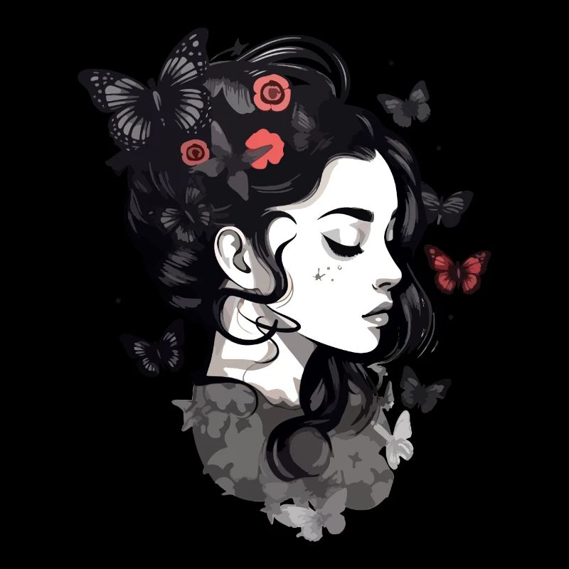 Gothic Mädchen und Schmetterlinge: Aesthetic