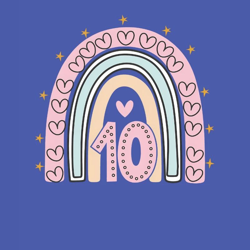 Süßes 10. Geburtstag Herz & Regenbogen Design