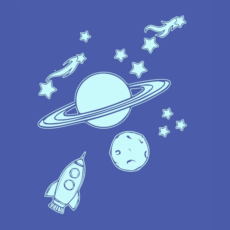 Planets with rockets in space