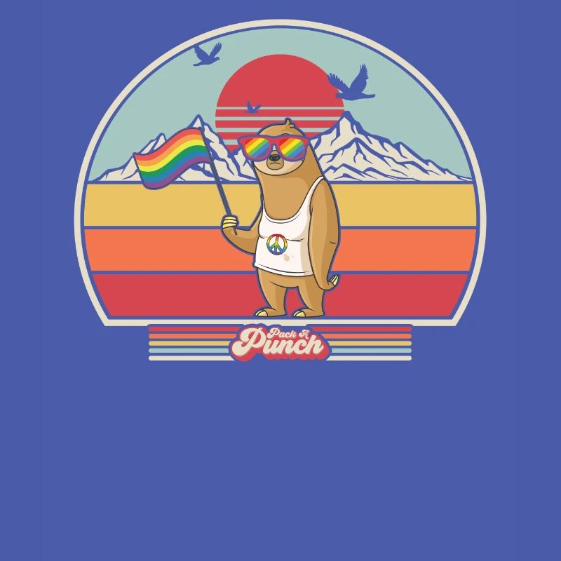 Impression LGBT Pride Sloth. Graphique de style rétro