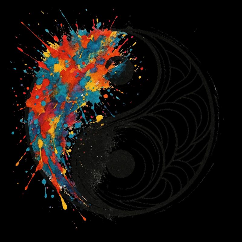 Yin-Yang Splash with Black Background