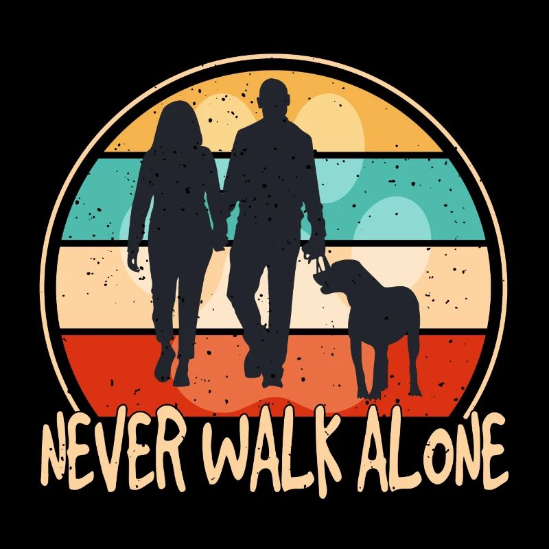 Hundehalter mit Hund Never Walk Alone