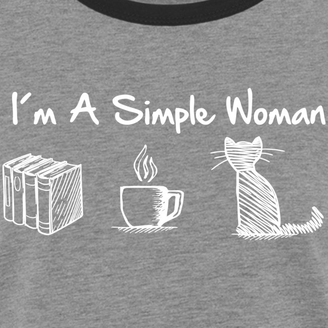 simple woman cat books - Frauen Kontrast-T-Shirt