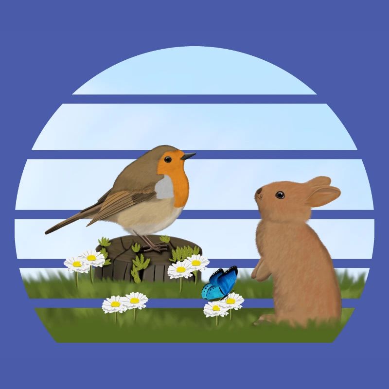 Robin Bird Rabbit Easter Spring