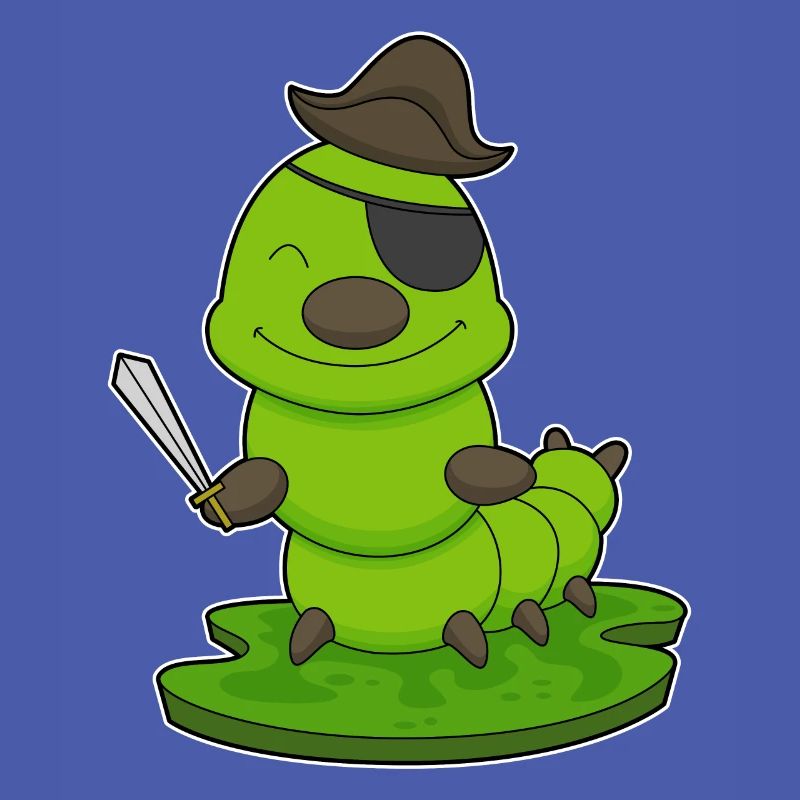 Chenille en pirate avec une épée