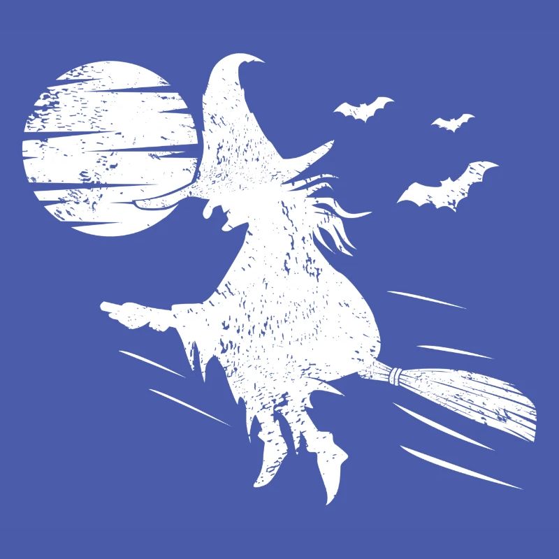 Witch with witch's basked full moon