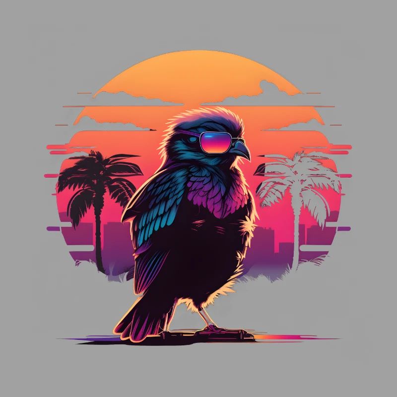 Synthwave bird sunset