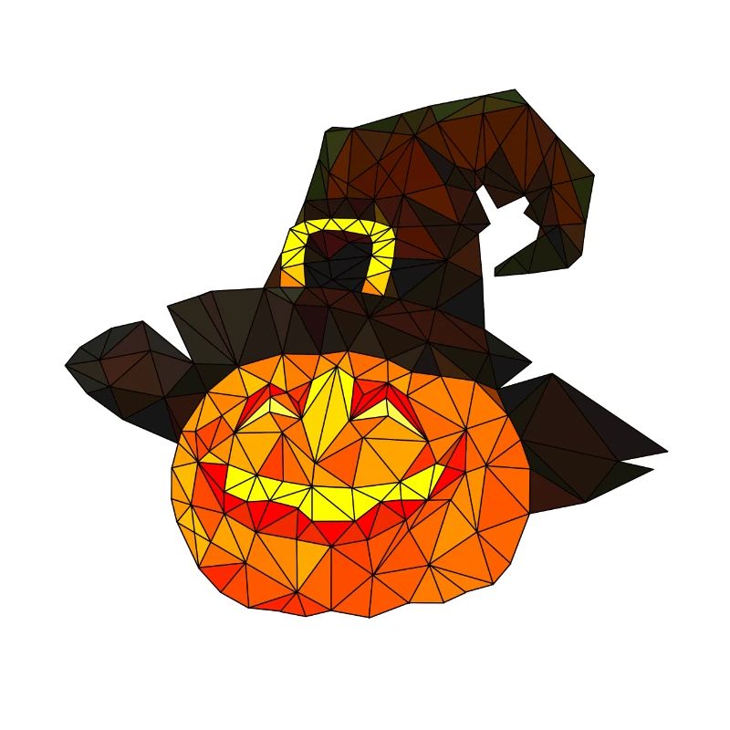 Polygonal Halloween Pumpkin Triangular Poly Art