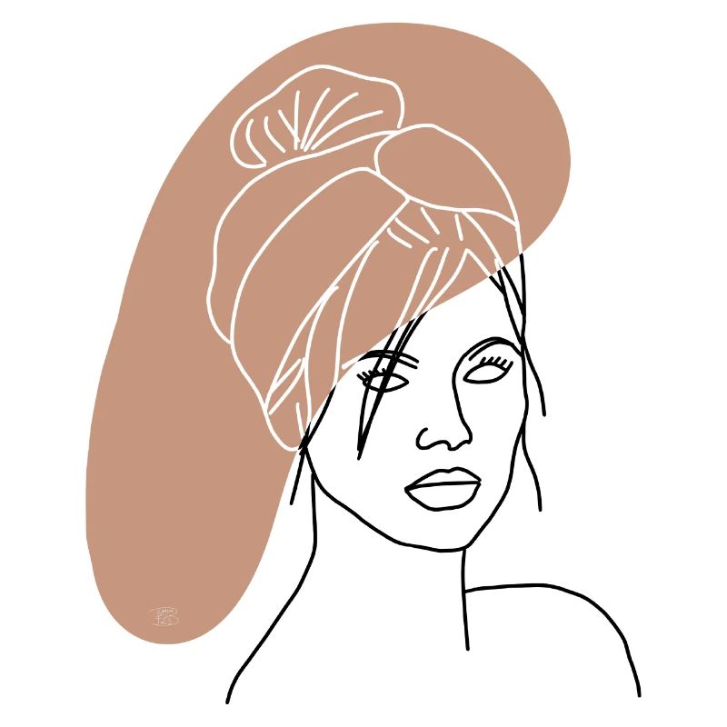 "Dame mit Tuch", Boho Line Art Design, "Faces"