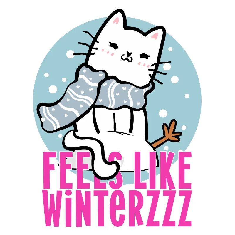Winter Katze mit Schal Schnee Comic Fun Geschenk