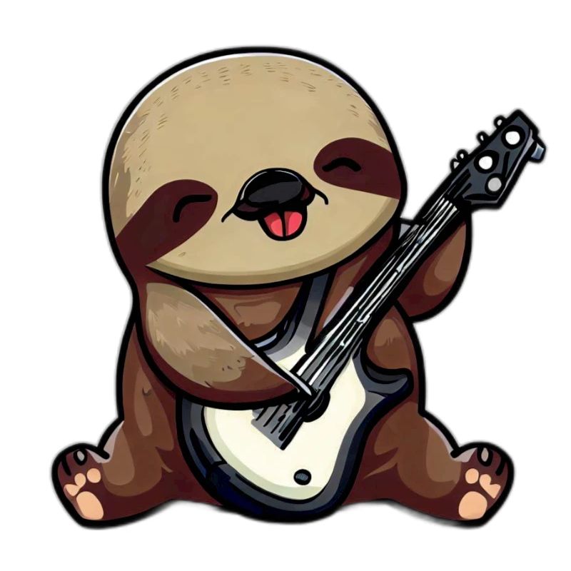 Sloth with guitar