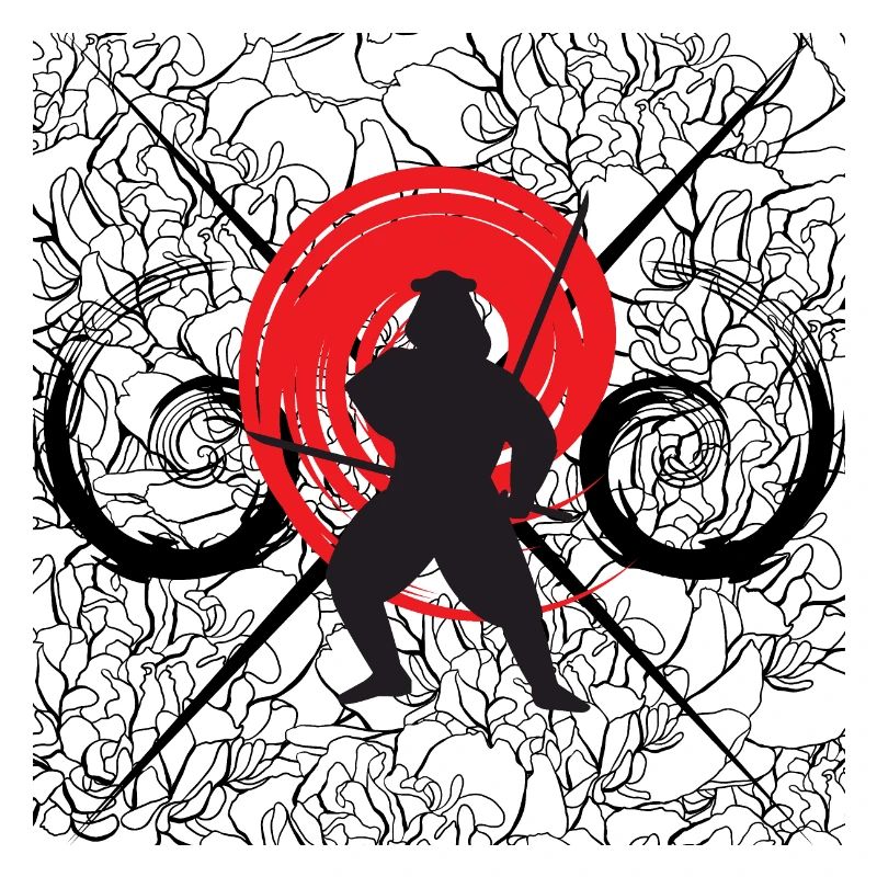 Guerrier comme samouraï avec des fleurs