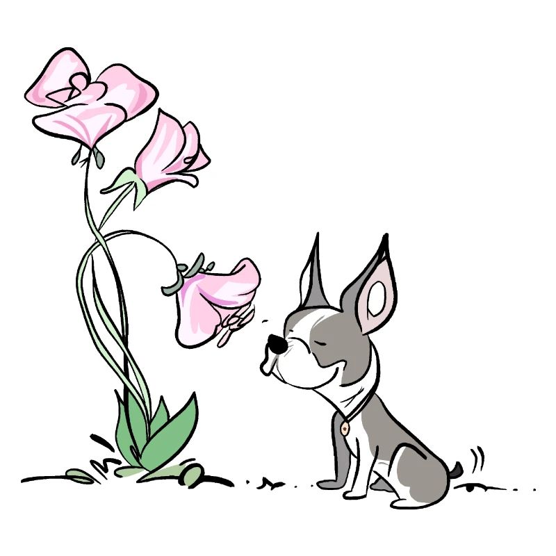 Süßer Hund mit Blümchen