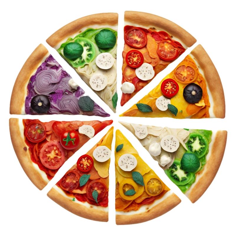 Regenbogenpizza Segmente