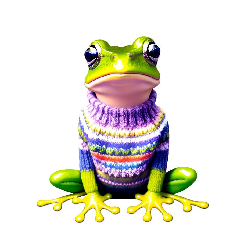 Kleiner Regenbogenfrosch mit Norweger-Pullover