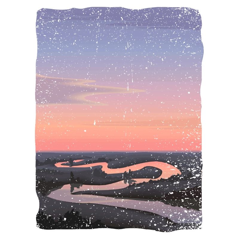 Rivière reflétée dans le coucher du soleil
