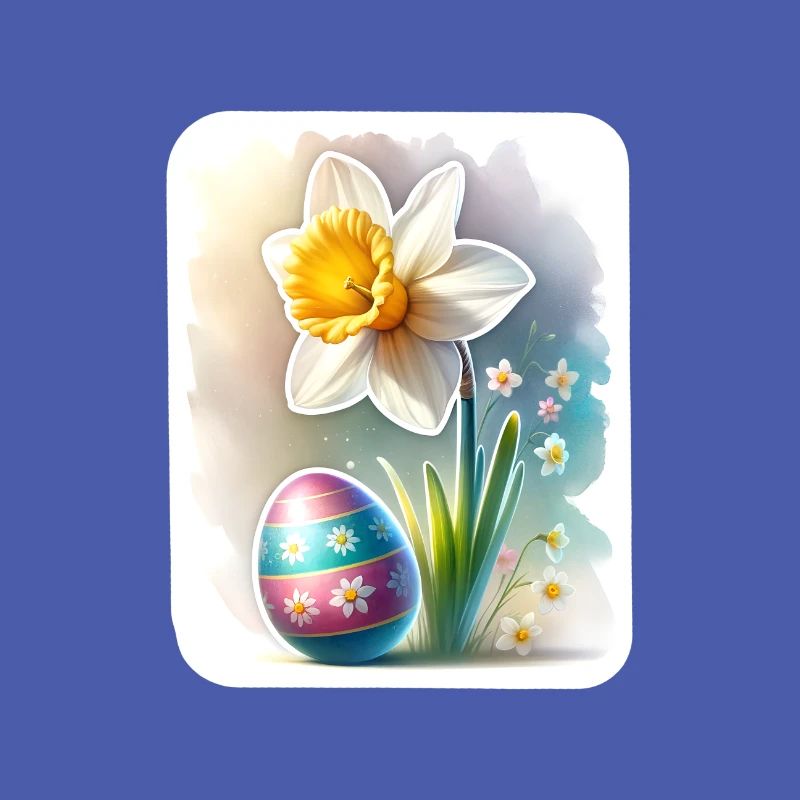 A Beautiful Daffodil With an Easter Egg