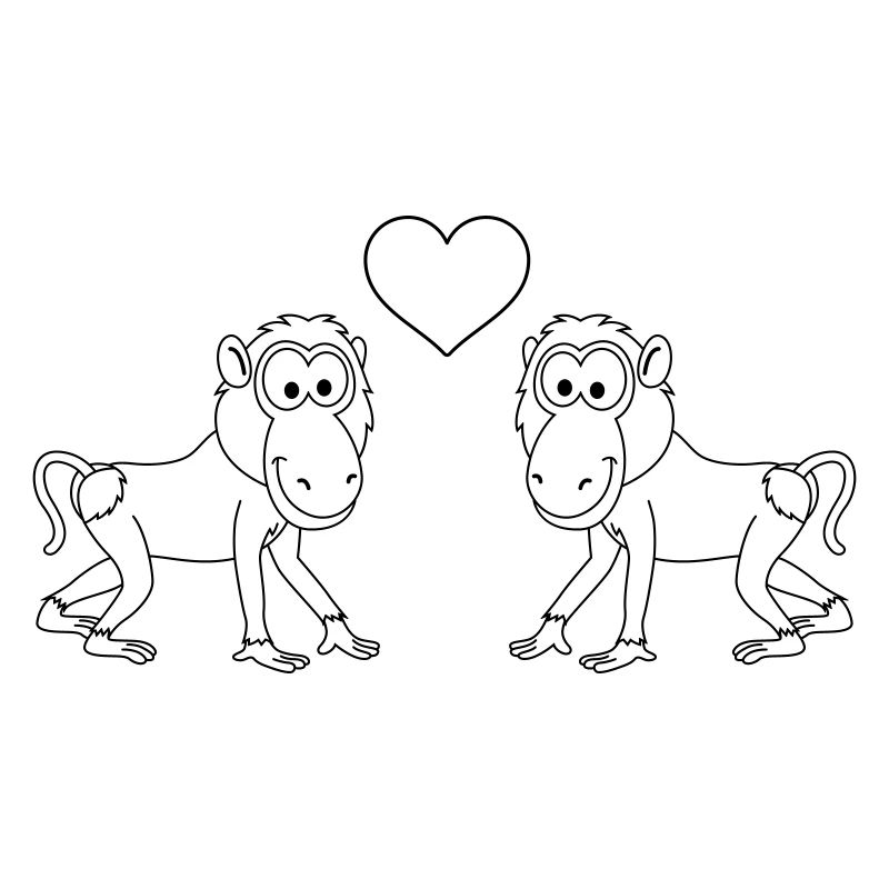 Monkey affe comic Paar liebe