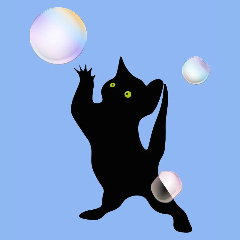 Cat discovering bubbles