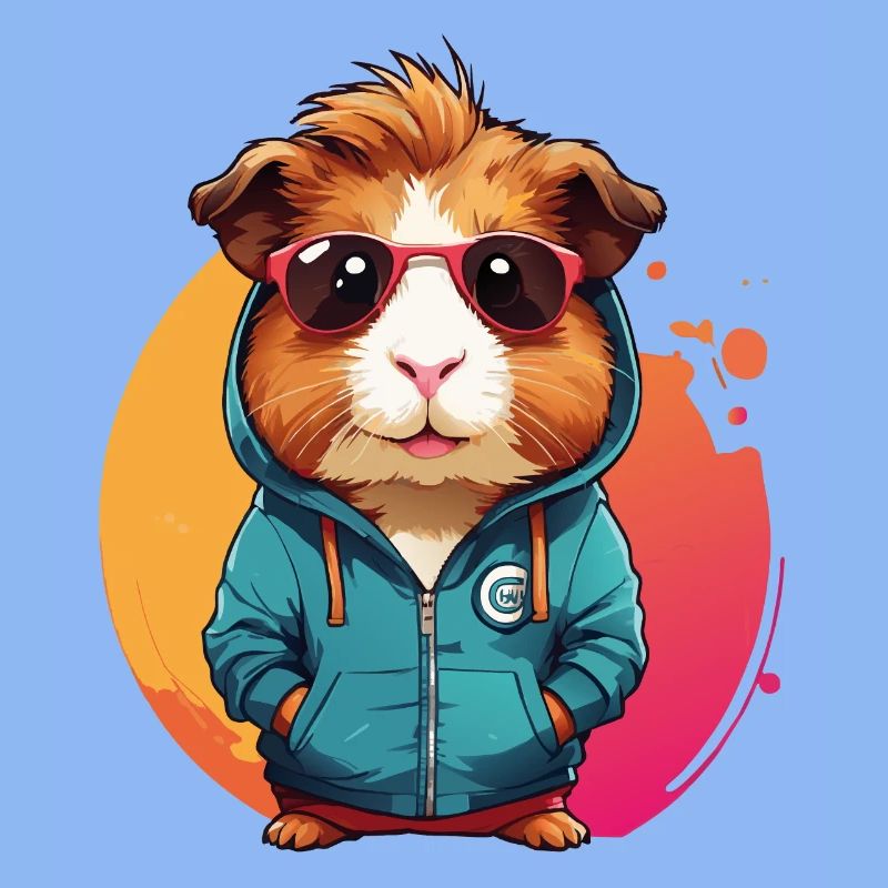 Cochon d’Inde cool avec sweat à capuche et lunettes de soleil