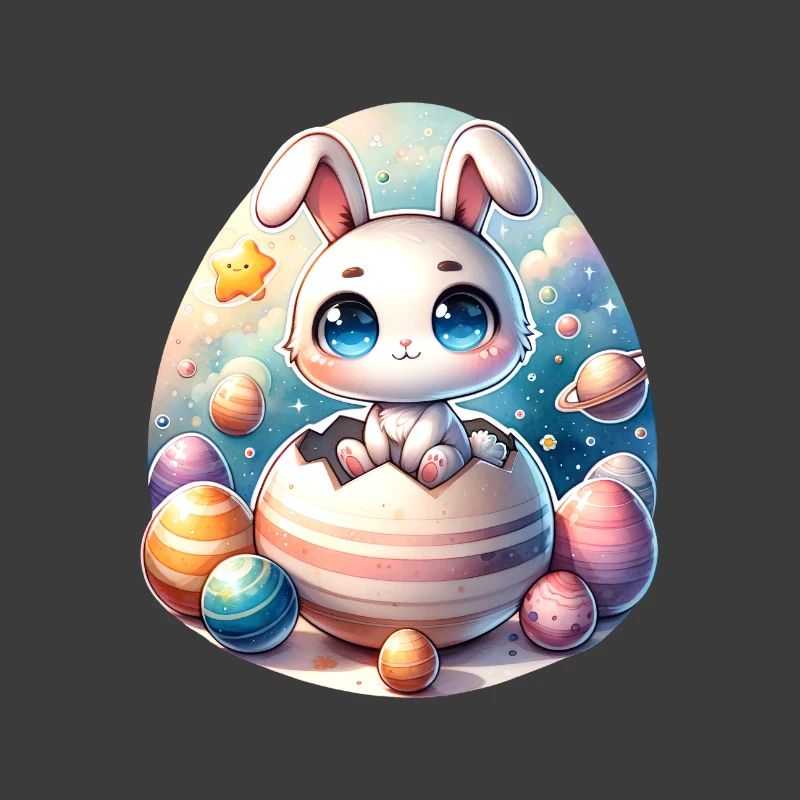 Space Bunny on Cracked Easter Egg Planet