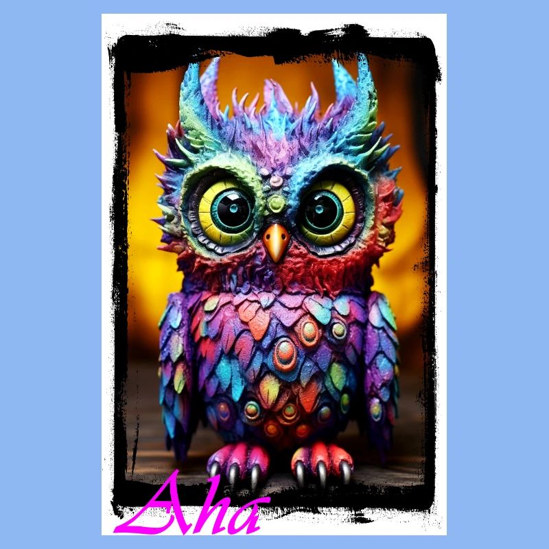 Bunte Eulenfigur mit Neonfarben Puppe Textil