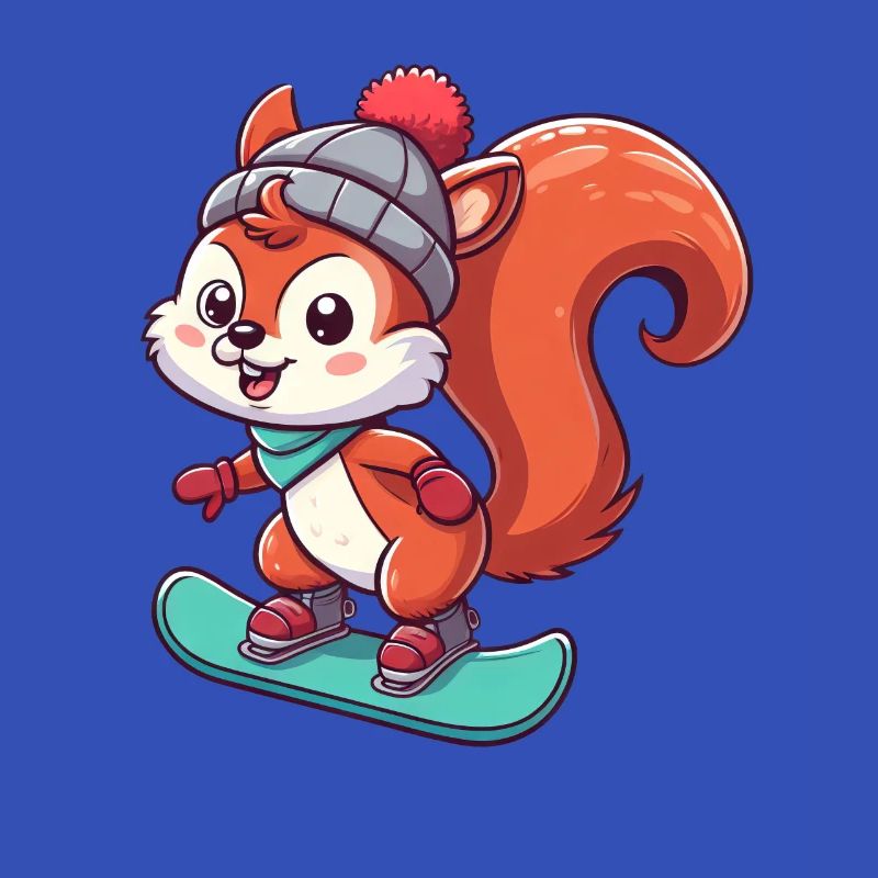 Winterabenteuer mit Eichhörnchen – Snowboard-Spaß