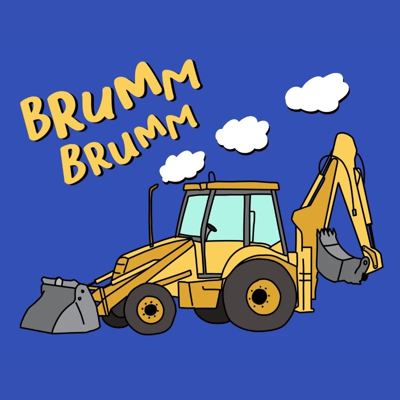 Excavator humming humming construction site construction worker boy