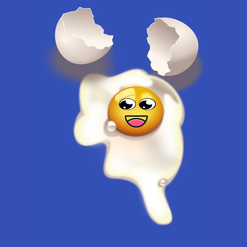 Fried egg with and broken eggshell