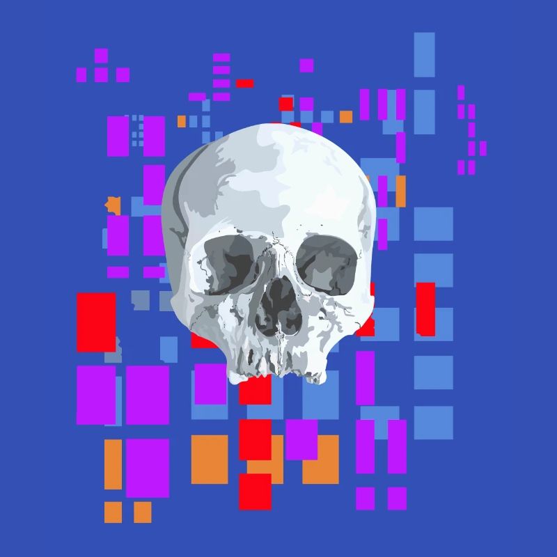 Pixel image with skull