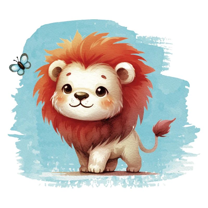Mignon lion avec un papillon