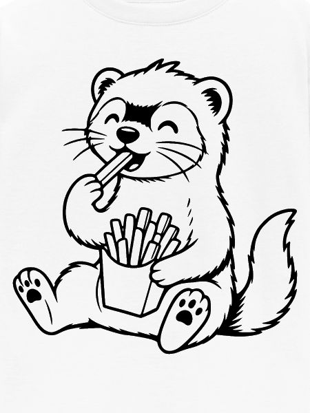 Frettchen isst Pommes