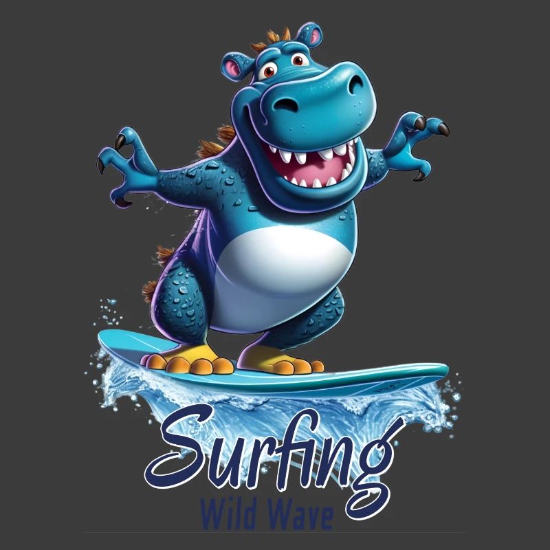 Cooles Nilpferd mit einem Surfbrett - Surfer