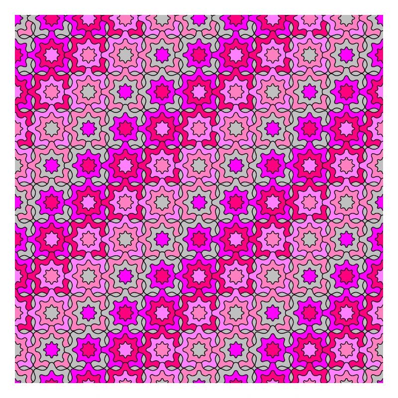 Pink mauve and grey interlinked star pattern