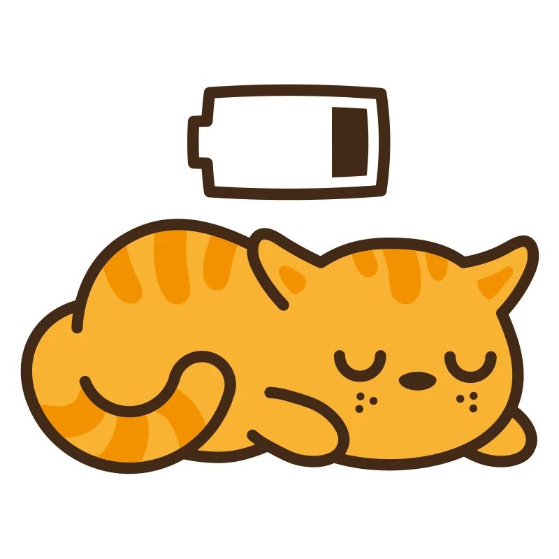 Sleepy Kitty cat, Empty Battery (Color Changeable)