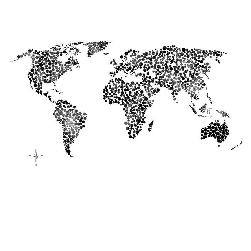 World map travel points