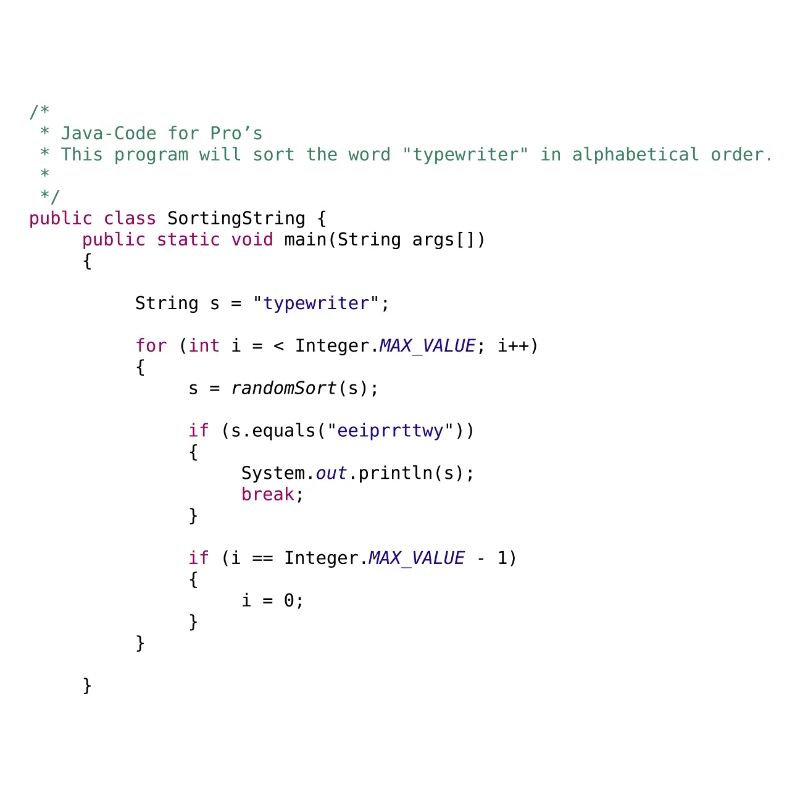 funny Java code to sort