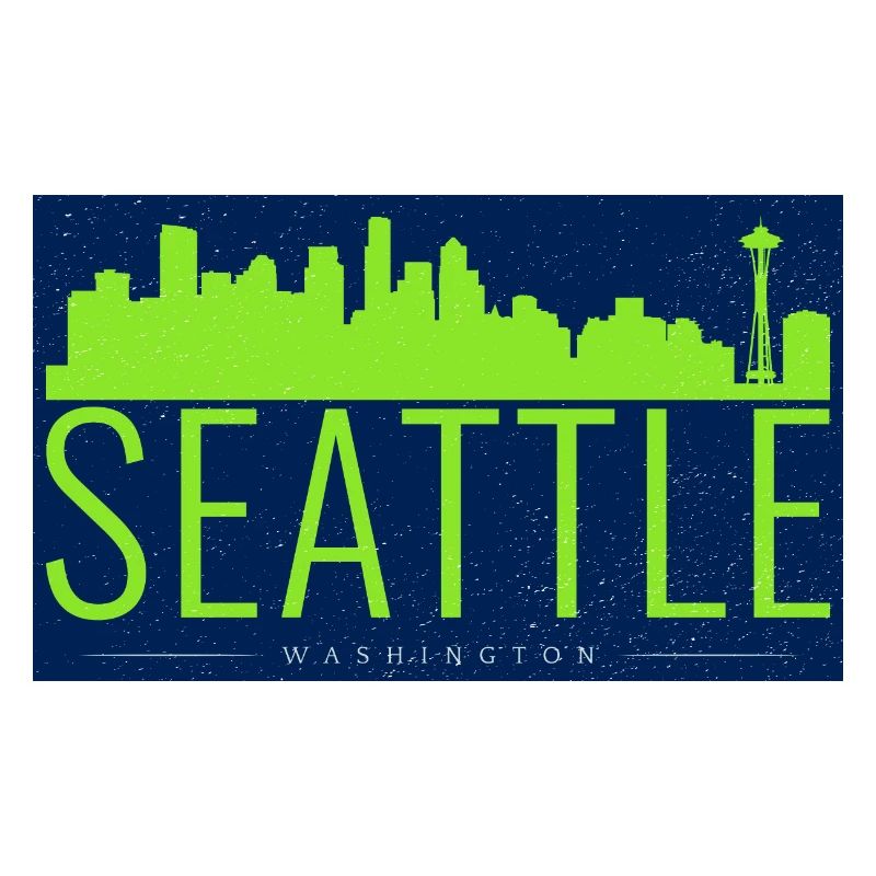 Silhouette vert vif de la Skyline de Seattle