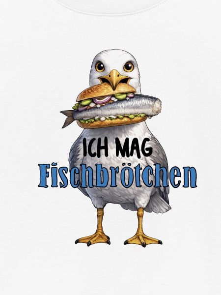 Möwe mit Fischbrötchen Illustration