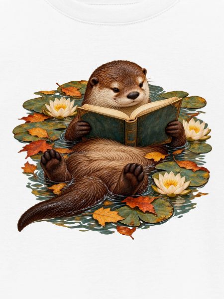Otter liest im Herbstteich