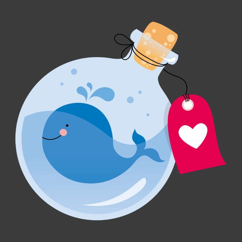 Message in a bottle with a small whale